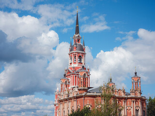 Journey through sunny summer Russia, significant tourist places. Novo-Nikolsky Cathedral in city of Mozhaisk, Moscow region.