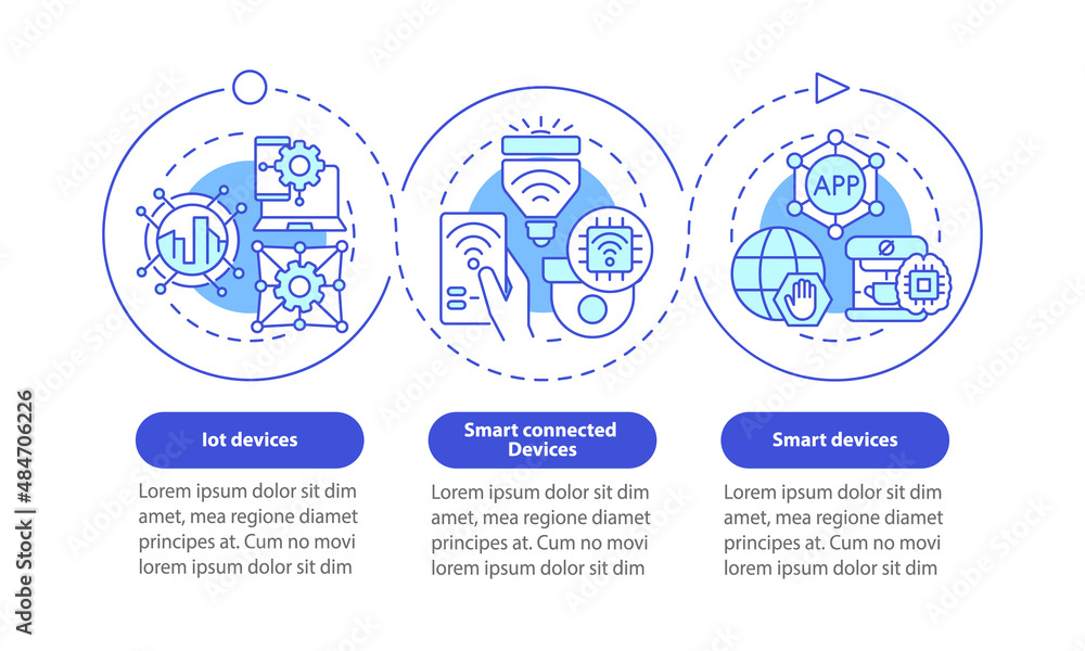 Aufkleber smart technology products blue circle infographic template. data visualization with 3 steps. process