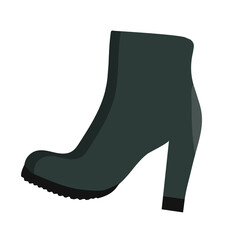 Women's boot with heels on a white background. isolated object. Flat style.
