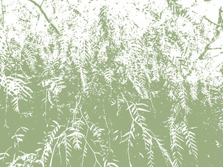 Willow tree leaves texture overlay. Falling foliage silhouette vector background.