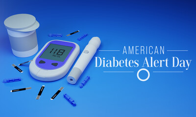 American Diabetes Alert day is observed every year in March, is a one-day wake-up call that focuses on the seriousness of diabetes and the importance of understanding risk. 3D Rendering