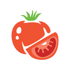 Vector illustration, tomato isolated on white background.