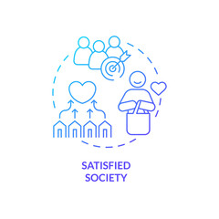 Satisfied society blue gradient concept icon. Demand and supply. Market economy advantages abstract idea thin line illustration. Isolated outline drawing. Myriad Pro-Bold fonts used