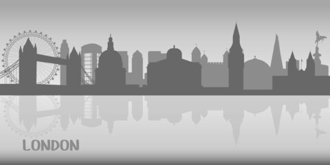 city skyline silhouette of london in flat style