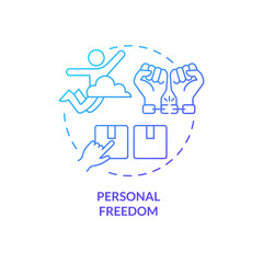 Personal freedom blue gradient concept icon. Free choice for customers. Mixed economy features abstract idea thin line illustration. Isolated outline drawing. Myriad Pro-Bold fonts used