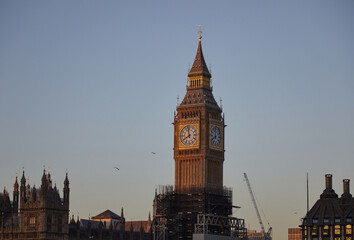 Fototapeta na wymiar Big Ben, the Elizabeth Tower, Palace of Westminster, London UK at dawn