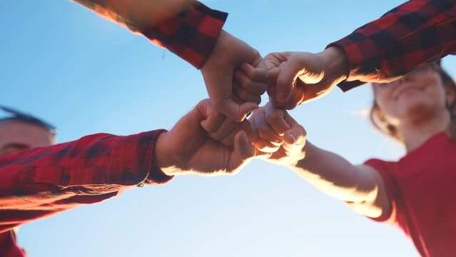 business group team. a community team of workers put their hands together. teamwork business concept. collaboration workers hands together close-up. teamwork group happy family support