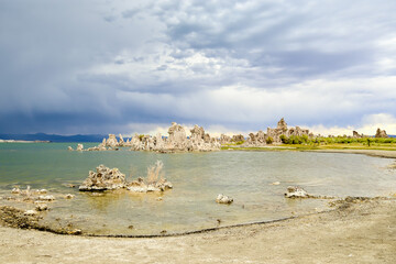 Mono Lake, a saline soda lake in Mono County, California