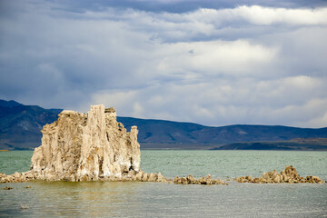 Mono Lake, a saline soda lake in Mono County, California