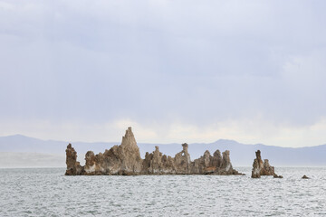 Mono Lake, a saline soda lake in Mono County, California