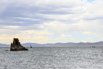Mono Lake, a saline soda lake in Mono County, California