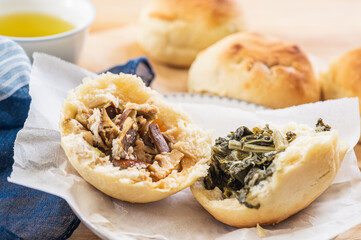 野沢菜となす味噌の焼きおやき