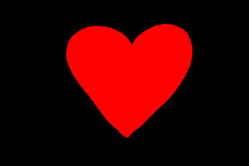 one big red heart with a black background 