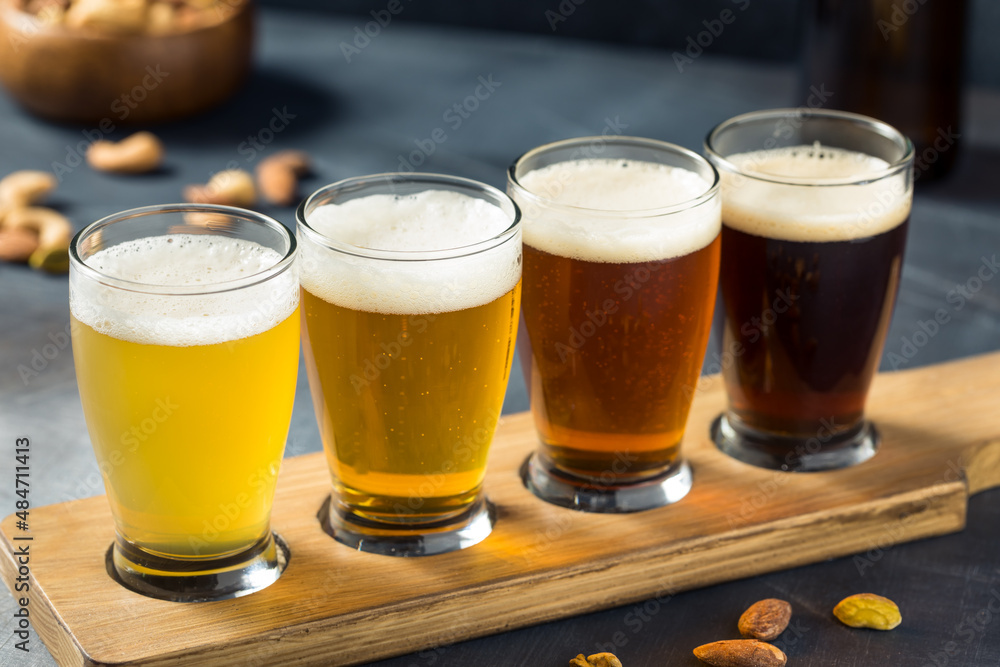 Poster boozy refreshing cold beer flight