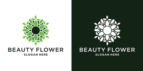 Fototapeta premium flower mandala logo leaf concept