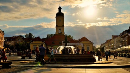 Panorama of the city of Bialystok on a sunny summer day.