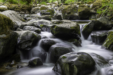 Waterfall with rocks - summer