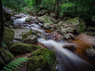 Waterfall on river Ilse in forest Harz, Germany