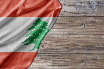 Wooden pattern old nature table board with Lebanon flag