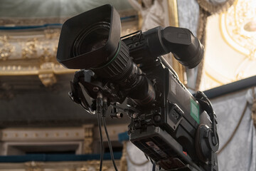 television camera in the theater, before the concert