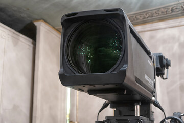 television camera in the theater, before the concert