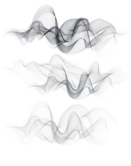 Set of waves, silvery smooth wave lines on white background vector design, bright decorative brochure template