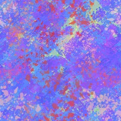 Seamless pattern of abstract elements in red, green and purple shades for textile.