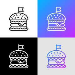 Burger thin line icon. Fast food. Modern vector illustration of hamburger for logo.