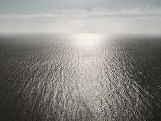 Ocean aerial view at sunset