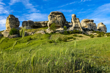 Fototapeta na wymiar Picturesque view of the Bakhchisarai sphinxes. Bakhchisarai. Crimea. Russia. The Crimean Peninsula.