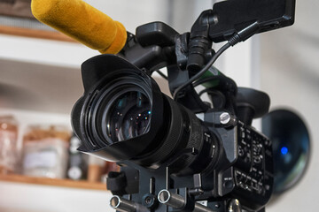 Professional digital video camera cinematography in the pavilion.