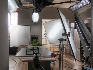 Professional digital video camera cinematography in the pavilion.