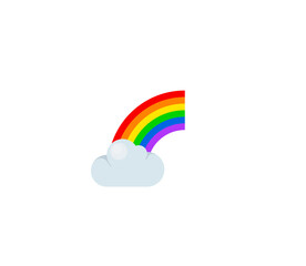 Cloud with rainbow vector isolated icon. Emoji illustration. Cloud with rainbow vector emoticon