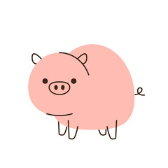 Cute Pig on white background. Pig character design.
