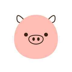 Cute Pig on white background. Pig face vector.