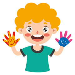 Colorful Painted Hands Of Little Children