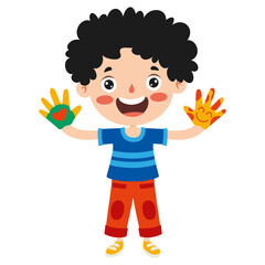 Colorful Painted Hands Of Little Children