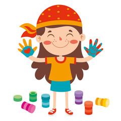 Colorful Painted Hands Of Little Children