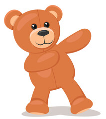 Obraz na płótnie Canvas Teddy bear stands and shows. Soft toy