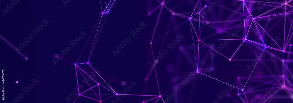 Poster polygonal background with dots and lines. network connection structure. science and technology. 3d