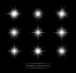 Fototapeta na wymiar White light flare effects set isolated on transparent background. Sun flares, sparkles, shining stars and rays collection. Abstract luminous explosion concept.