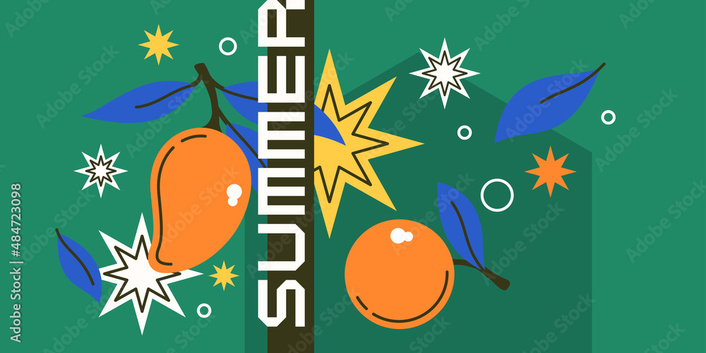Poster vector graphics in a minimalistic fashionable style with geometric elements.. illustration of a mang