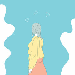woman from backside view flat illustration