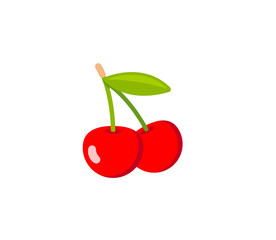 Cherries vector isolated icon. Emoji illustration. Cherry vector emoticon