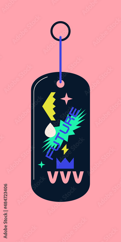 Aufkleber the image of a keychain with an illustration on it is a modern illustration in a simple flat style. 