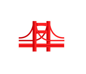 Red bridge vector isolated icon. Emoji illustration. Golden gate vector emoticon