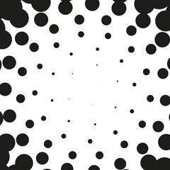 Pattern of black dots on a white background in a circular position