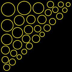 Abstract pattern of yellow circle outlines with copy space