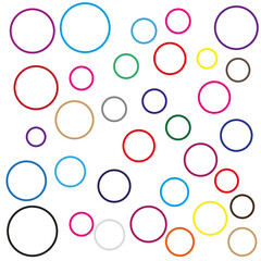 Background and pattern of silhouette of colored circles on white background