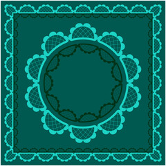 Vector abstract pattern in a square frame for the design of a shawl, scarf, napkin. Place for text.